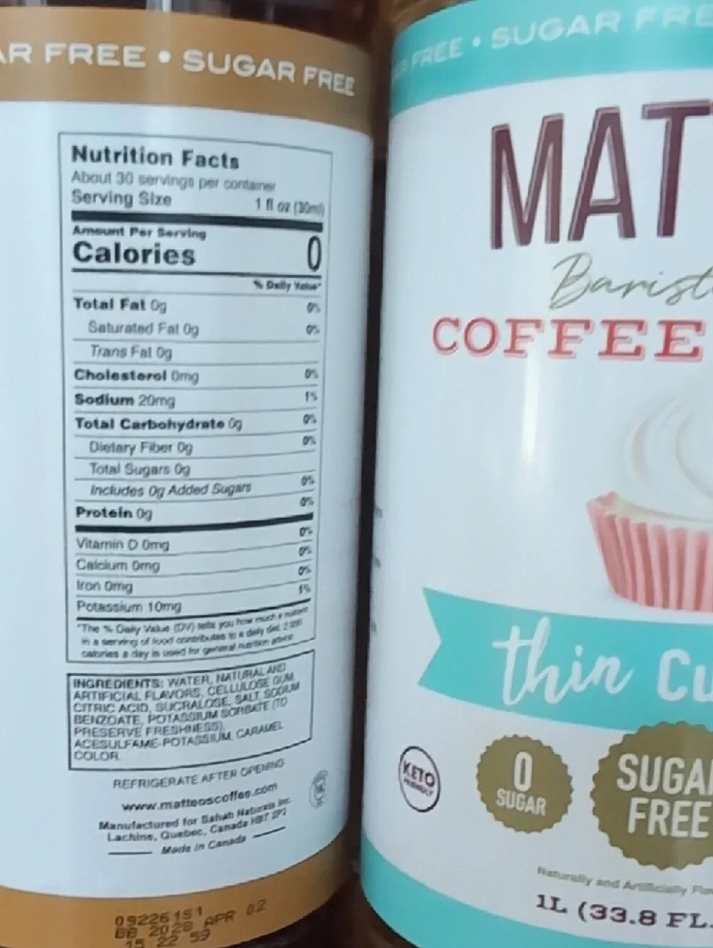Matteo's Thin Variety Syrup Pack - Chai, Cupcake, Strawberry, Piña Colada NEW